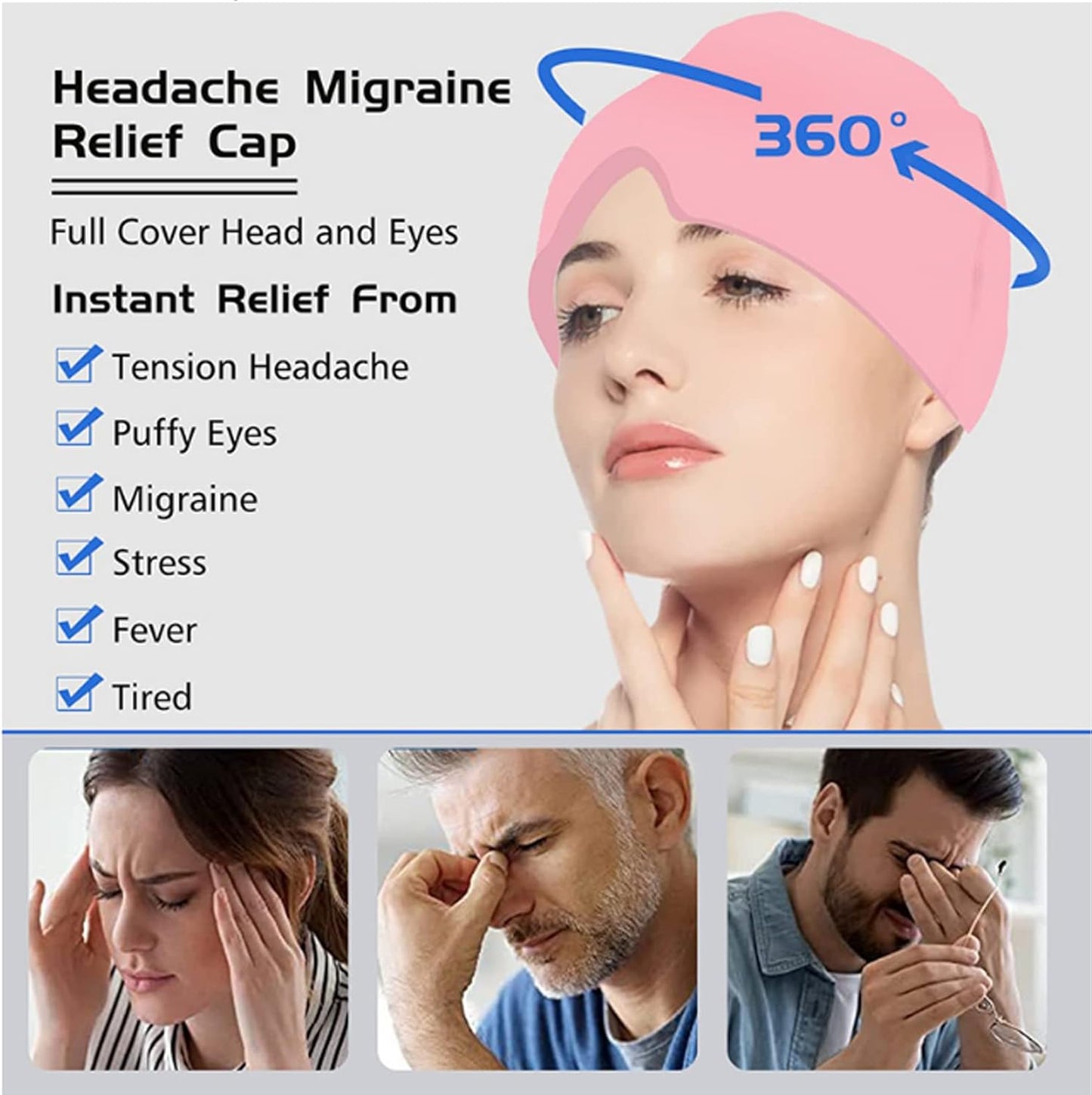 Migraine Relief Hat headache hat Gel Hot Cold Therapy Ice Cap For Relieve Pain Ice Hat Eye Mask